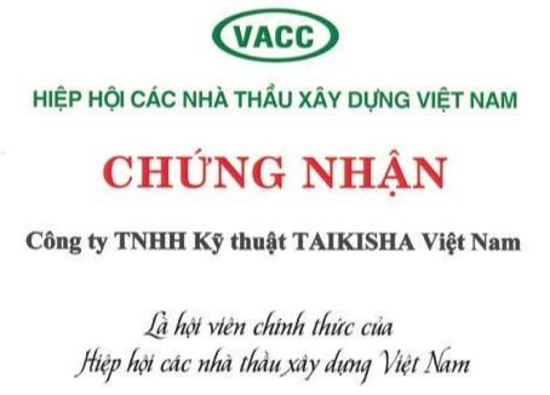 Taikisha Việt Nam trở thành thành viên chính thức của Hiệp hội Nhà thầu Xây dựng Việt Nam